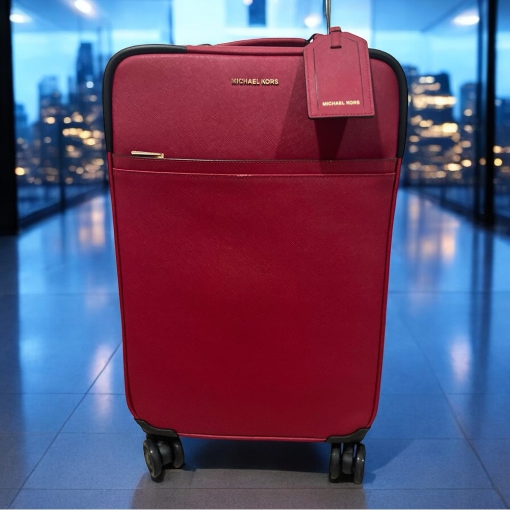 Michael Kors Small Textured Rolling Suitcase (Deep Red) — NEW WITHOUT TAGS